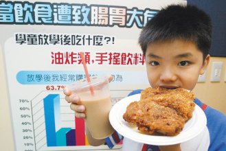 「中小學童放學飲食安全調查報告」發現，五成三小朋友在放學途中買雞排與珍奶，成為學童在放學三小時的飲食習慣大黑洞。（記者侯永全／攝影）