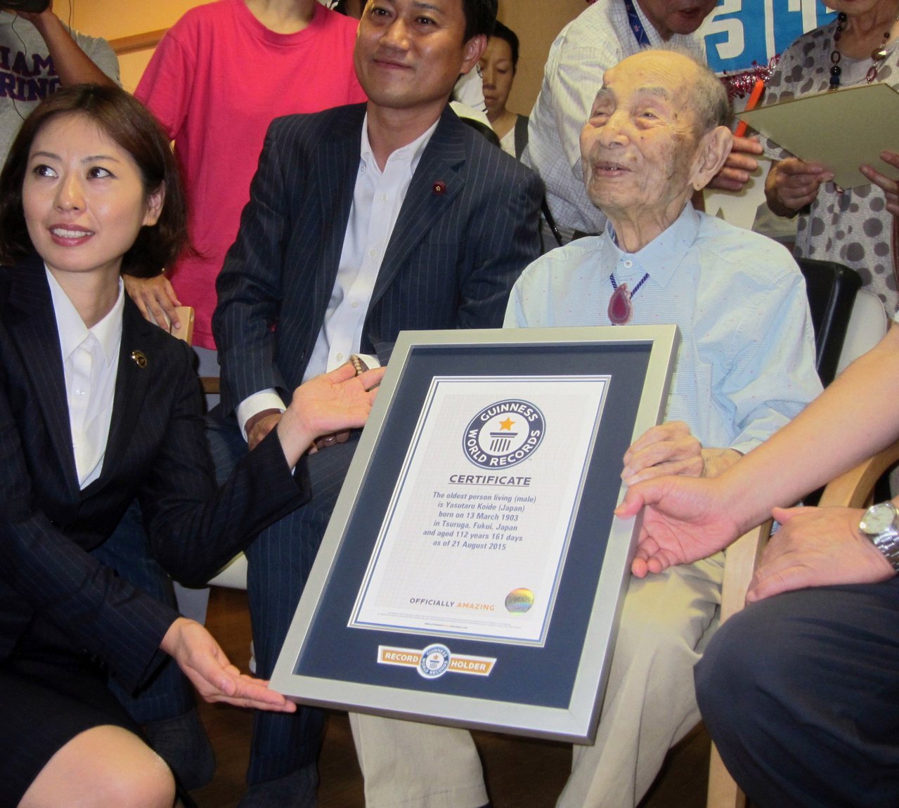日本名古屋的小出保太郎今年112歲，8月獲金氏世界紀錄正式確認為全球最長壽的男性。