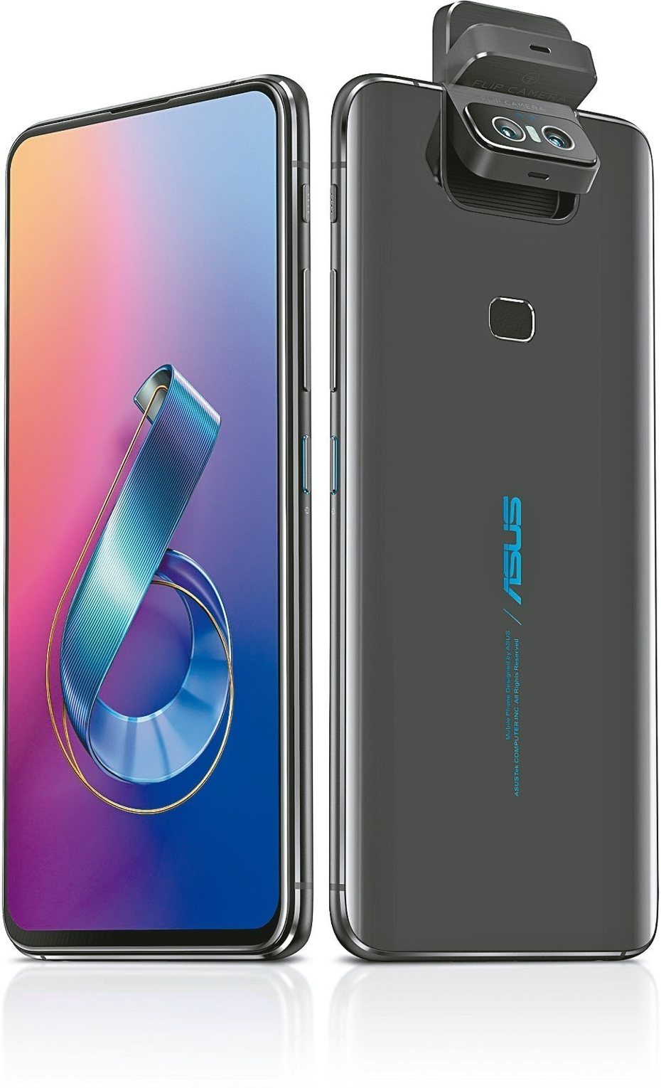 ASUS ZenFone 6為首款全螢幕「無瀏海」手機，結合創新翻轉式相機。 圖／華碩提供
