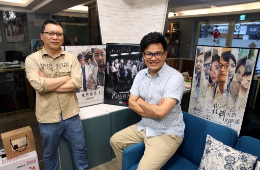 「誰是受害者」製作人曾瀚賢（右）、湯昇榮專訪。
 記者林俊良／攝影