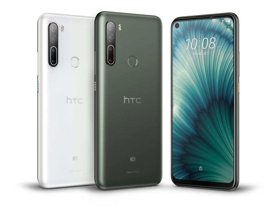 HTC U20 5G共推出晶岩白、墨晶綠兩色，建議售價18,990元，9月5日起陸續開賣。圖／HTC提供