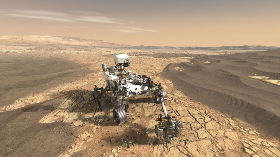 美國火星探測器毅力號上月18日成功登陸火星。圖為模擬圖。圖／取自NASA官網