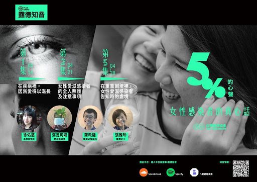 露德協會製作《5%的心聲，女性感染者的真心話》Podcast，邀請女性感染者、護理師、社工及研究員，在節目中分享女性感染者的社會處境。 圖/台灣露德協會提供