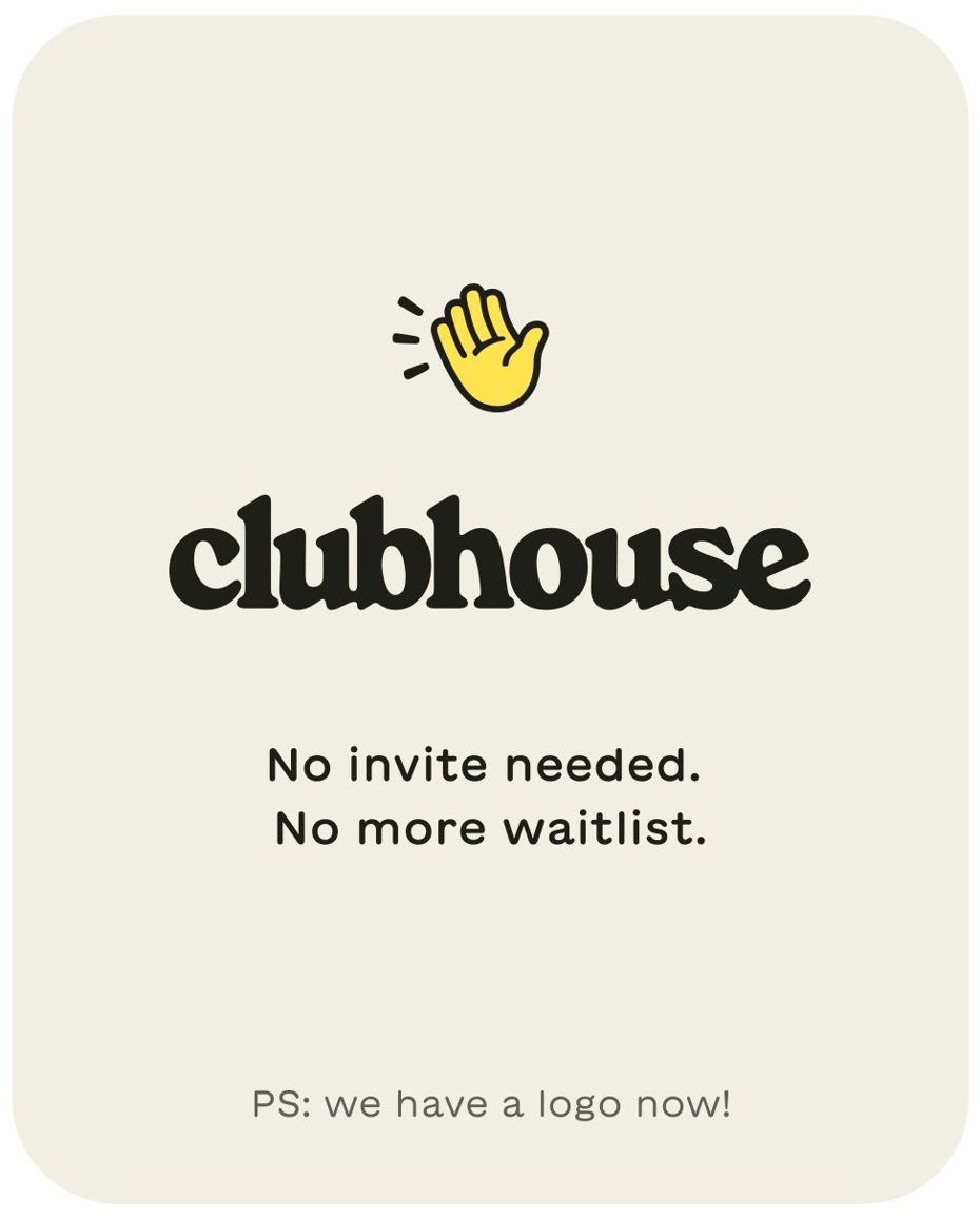 Clubhouse宣布停止邀請制，所有用戶皆可進入。 圖／翻攝自twitter@Clubhouse