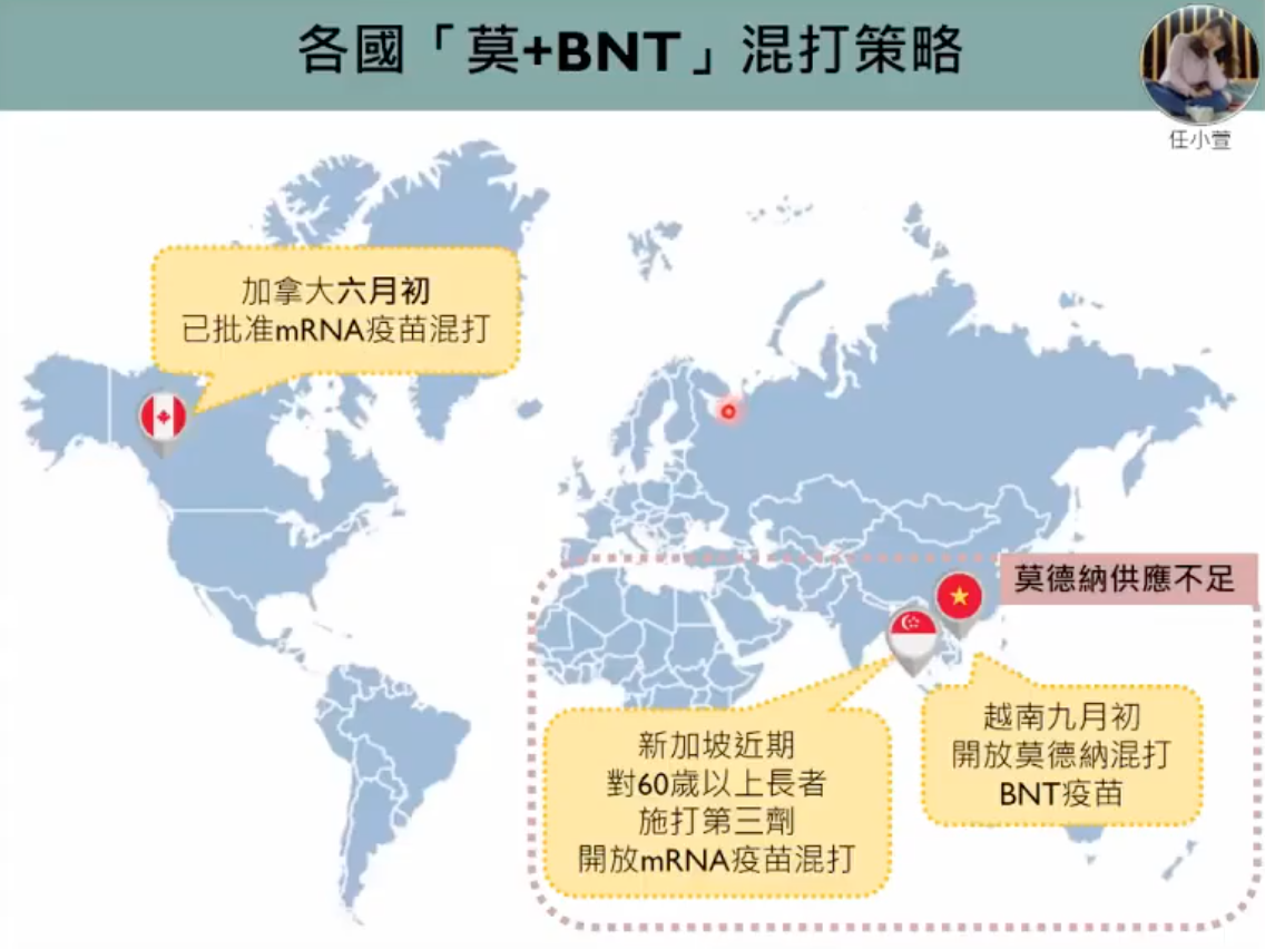 加拿大、新加坡、越南已批准莫德納混打BNT疫苗。圖／擷取自新冠肺炎防疫科學線上直播