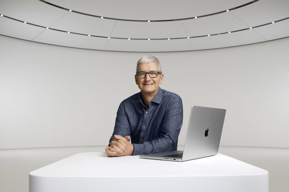 蘋果執行長庫克在2021年10月18日產品發表會的檔案照。歐新社