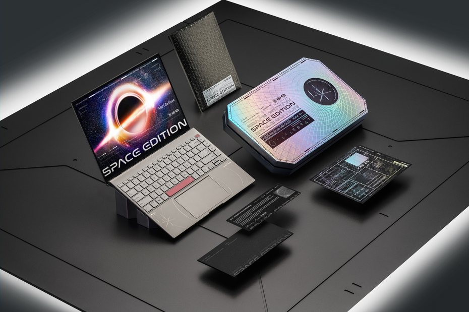 華碩（2357）為紀念首台華碩筆電P6300上太空25年，今（8）日宣布ASUS Zenbook 14X OLED Space Edition上市。圖／華碩提供