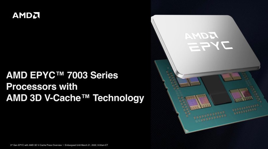 ▲代號「Milan-X」、整合3D V-Cache垂直快取記憶體的第三代EPYC伺服器