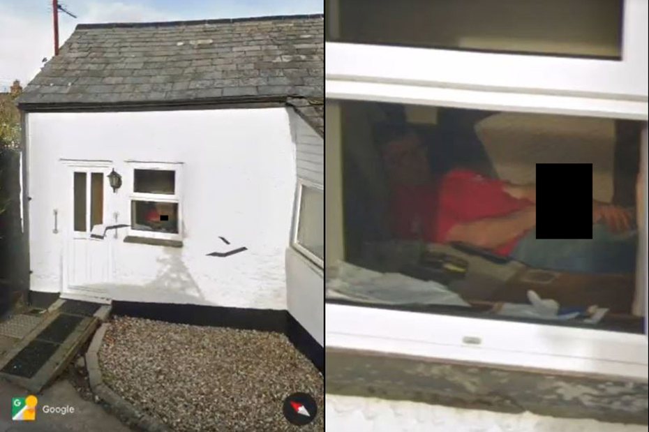 外國1段影片影片引來網民討論，英國1名男子在家中房間床上自慰時被路過的Google街景車拍下，下體重要部位沒有被打碼。（Twitter影片截圖）