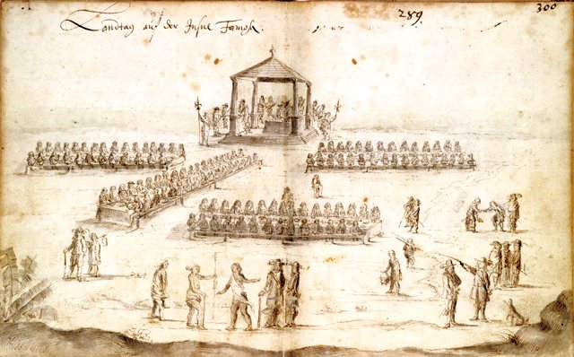 《東西印度旅行記1642-1652》赤崁地方會議（引用自wikipedia public domain）。