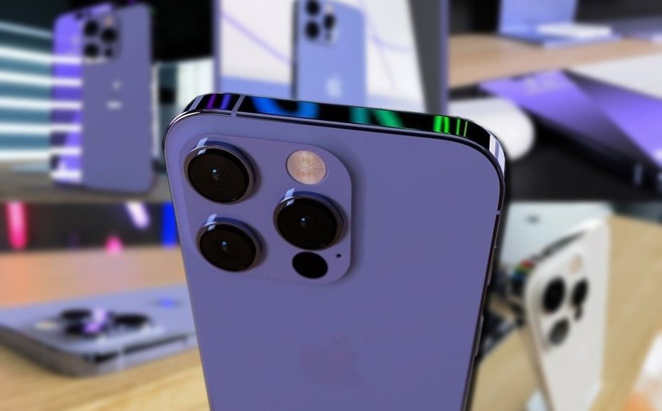 外媒曝光iPhone 14 Pro系列的模型機「紫色」色調，顏色又比渲染圖中的紫色更暗，整體看起來更沉穩。（翻攝自ForLinkin推特）