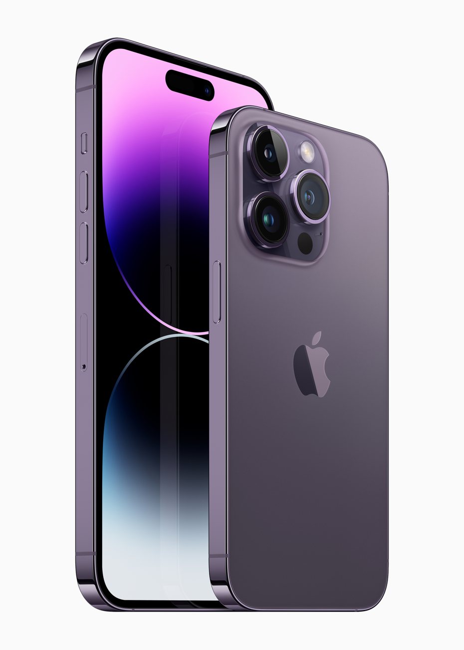 iPhone 14 Pro和iPhone 14 Pro Max這次主打新色為神秘的深紫色。圖／蘋果提供