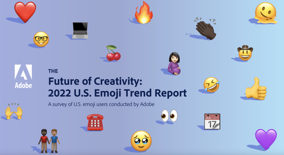Adobe發布的2022美國表情符號使用報告中，美國最常用「笑死」表情符號。圖擷自Adobe