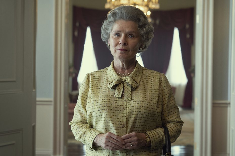 伊美黛史坦頓在「王冠」第5、6季扮演老年的伊麗莎白二世女王。圖／美聯社