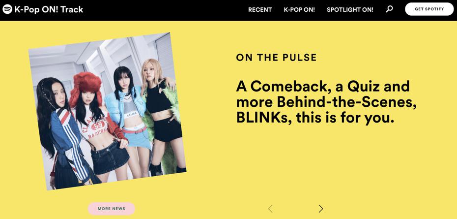 BLINK們更可在「K-Pop ON! Track」平台上觀賞獨家幕後花絮影片與更多精彩內容。圖／Spotify提供