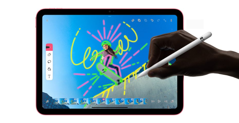 iPad 10搭配第1代Apple Pencil，引發了第1代Apple Pencil「不能充電」的危機。（翻攝自蘋果官網）