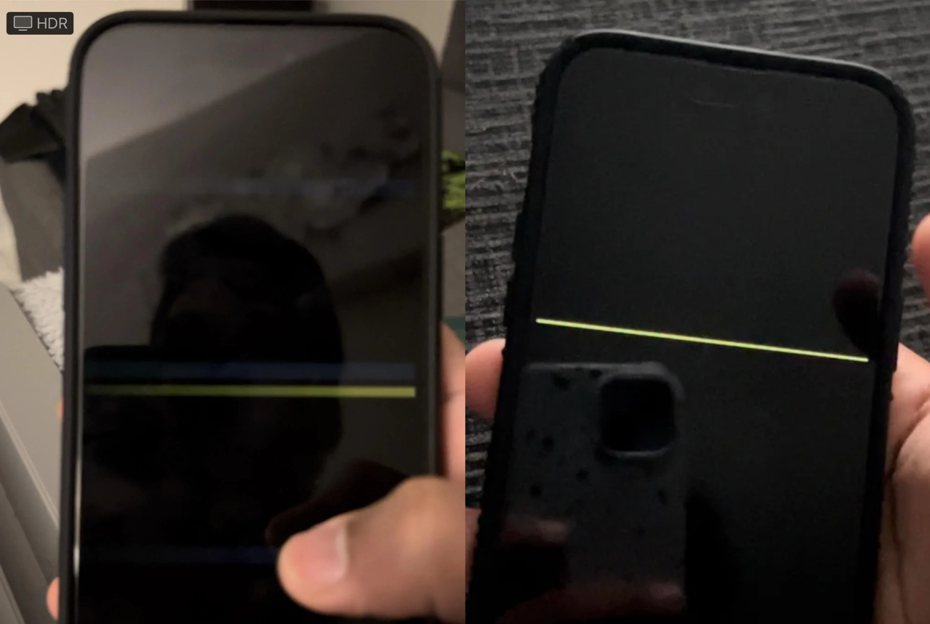 iPhone 14 Pro系列手機再爆災情，國外不少果粉回報螢幕會出現異常的黃線或綠線。圖取自Reddit
