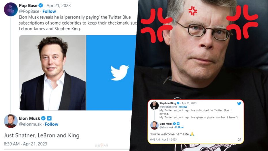 圖／Elon Musk@elonmusk、Stephen King@StephenKing、Twitter