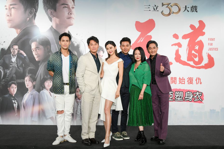Gino(左起)王振復、陳珮騏、謝承均、苗可麗和江國賓是「天道」主要演員。圖／三立提供