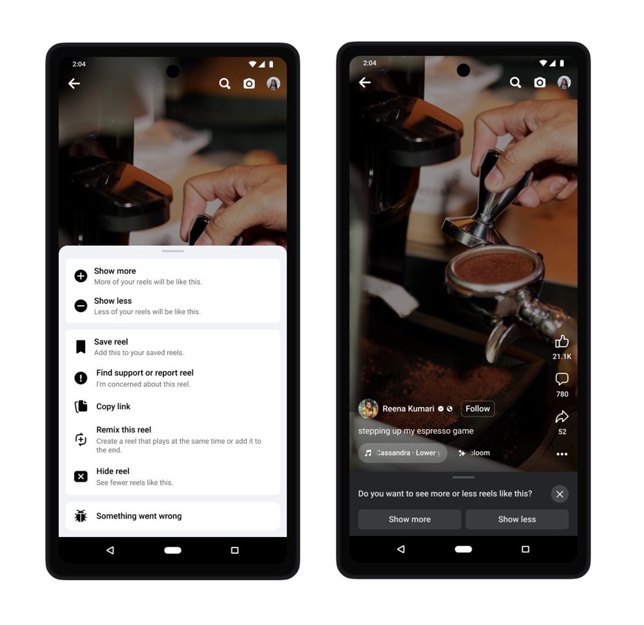 Facebook Reels新增3項更新，提供更個人化的Reels觀看體驗。圖／Meta提供