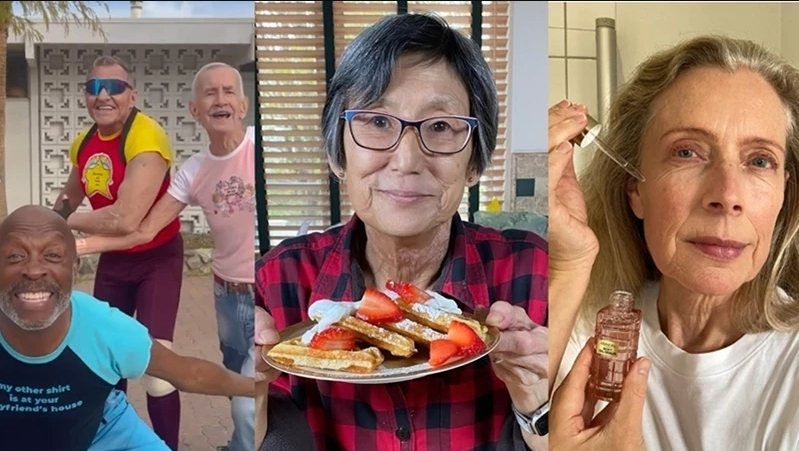 年過50的「爺奶網紅」（granfluencer）崛起。圖／Old Gays@Instagram、Cooking With Lynja、Billion Dollar Boy