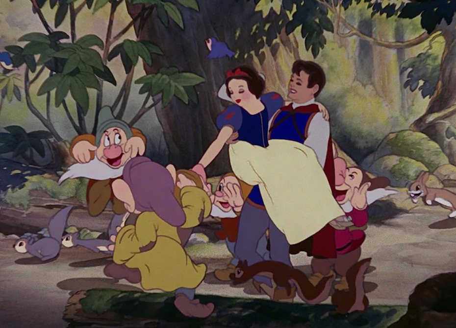 卡通原版「白雪公主」中有的白馬王子、7矮人，在真人版都會改變或不見。圖／摘自imdb