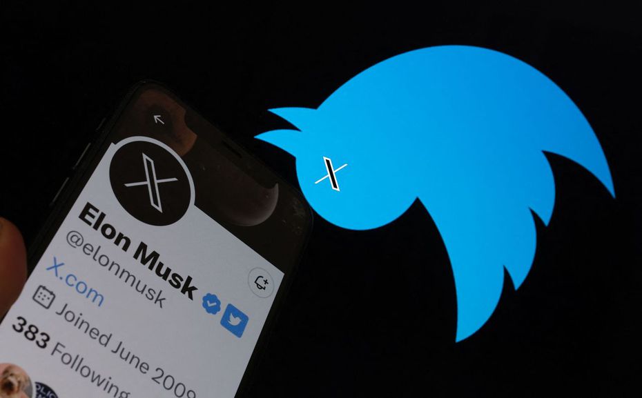馬斯克將推特招牌的藍鳥標誌換掉，並將推特改名為「X」，引發軒然大波。圖／法新社