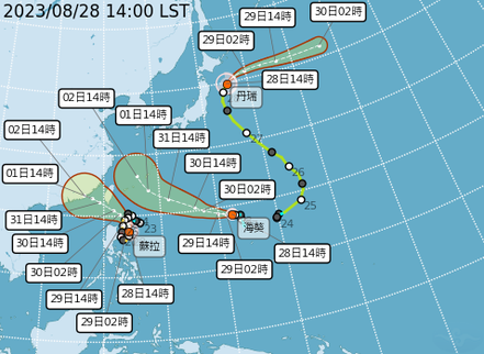 蘇拉颱風路徑圖。取自中央氣象局