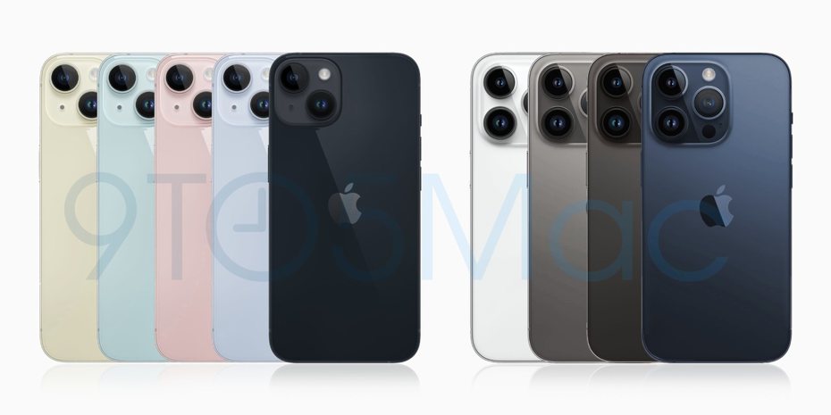 外媒爆料，此次iPhone 15系列將共有9色，圖為渲染圖。（翻攝自macrumors）