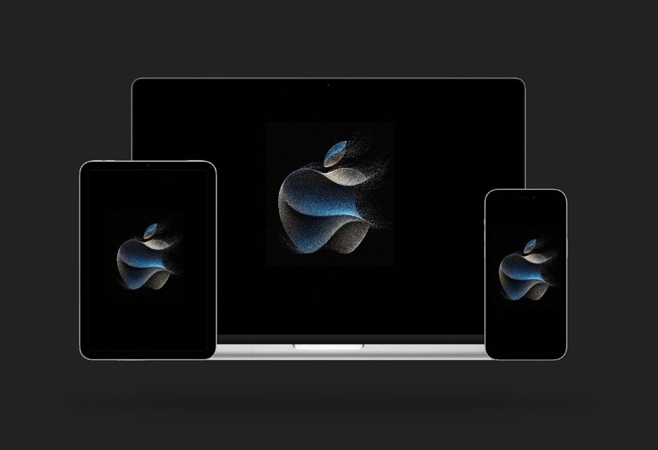 蘋果釋出此次主視覺桌布，讓三種裝置皆可換上質感蘋果LOGO。翻攝basicappleguy