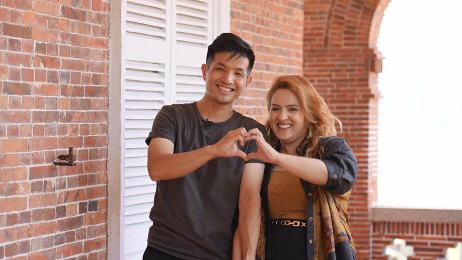 勇消賴俊儒（左）和愛妻薩洱瑪的愛情故事讓人動容。圖／客台提供