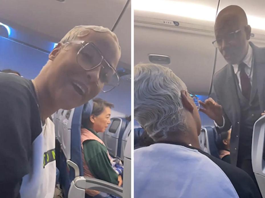 美国福音歌手史托姆近日因为无视空服员停止在机上唱歌的要求，差一点被赶下她搭乘的达美航空航班。照片翻摄：TMZ / IG@bobbi_storm