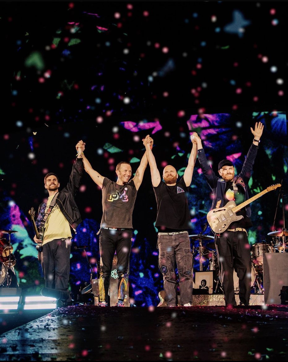 英国摇滚天团Coldplay上週末来台连唱2天。图／摘自IG