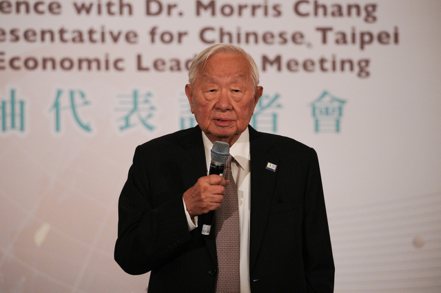 2023年APEC圓滿落幕，台灣領袖代表張忠謀在舊金山舉行國際記者會。（記者王子涵／攝影）