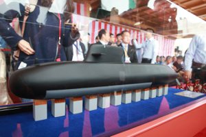 國造防禦型潛艦（IDS）計畫今年9月迎來一波高潮，原型艦將在台灣國際造船公司舉行命名下水典禮。圖為國造潛艦原型艦模型。圖／聯合報系資料照片