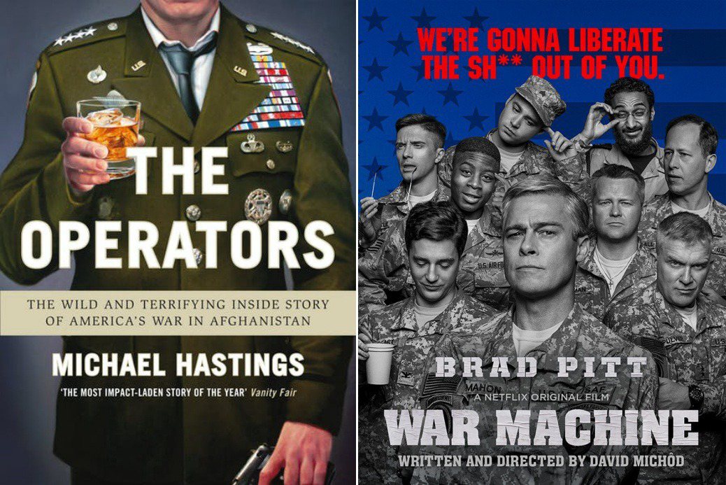 左為《戰爭機器》原著紀實作品，右為電影海報。 圖／Blue Rider Press、Netflix