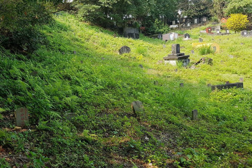 戒嚴時期政治受難者的墓碑因為欠缺管理，不少已經埋沒在荒煙蔓草中。 圖／台北文資團體提供