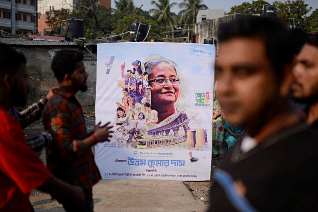 孟加拉在1月7日舉行國民議會選舉，在在野陣營的抵制下，76歲的現任總理哈希納（圖...