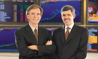 太平洋資產管理公司（PIMCO）創辦人葛洛斯（左）及執行長伊爾艾朗（右）。 德盛...
