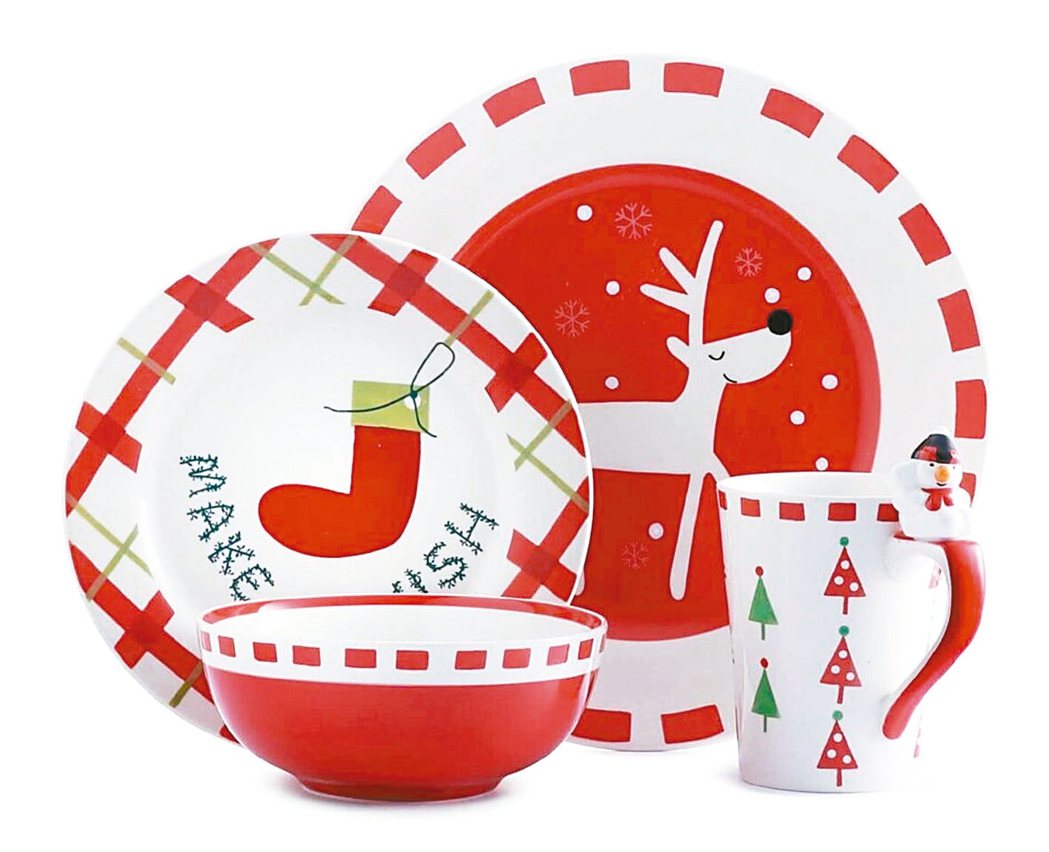 耶誕風格的餐瓷，可當擺飾也能增進用餐氣氛。 HOLA／提供