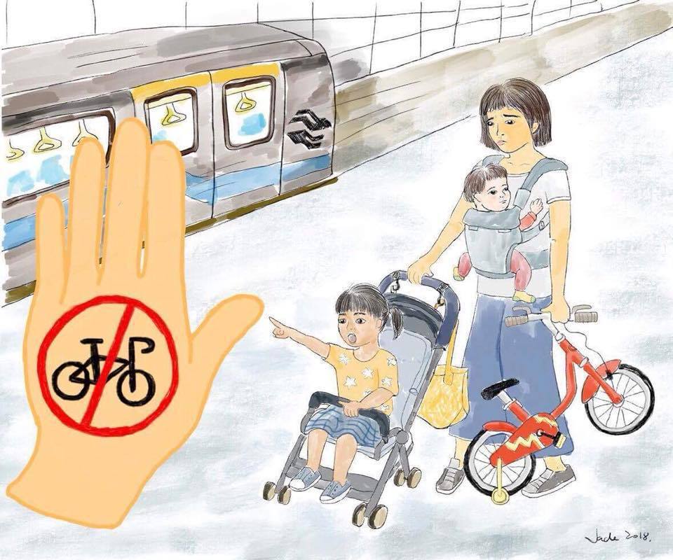 身為台北市的住民，當我們能夠選擇無車的生活方式時，為何帶孩子出門騎腳踏車卻是寸步難行？ 圖／張楚忱，特公盟提供