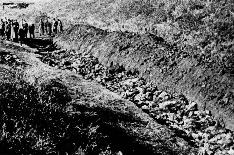 納粹德國佔領烏克蘭全境時進行的「娘子谷大屠殺」（Babi Yar）歷史照片，攝於1944年。 圖／美聯社