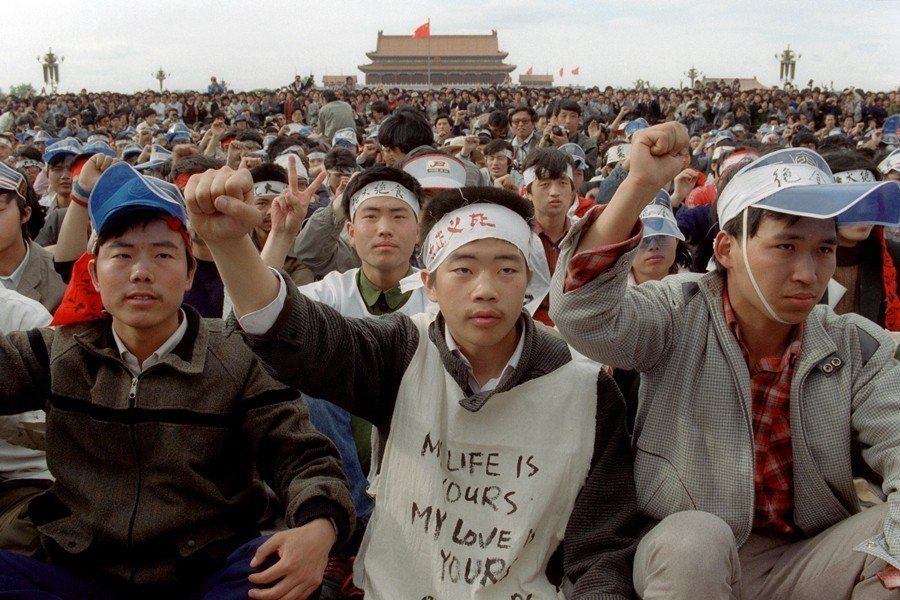 攝於1989年5月18日，北京天安門。 圖／法新社
