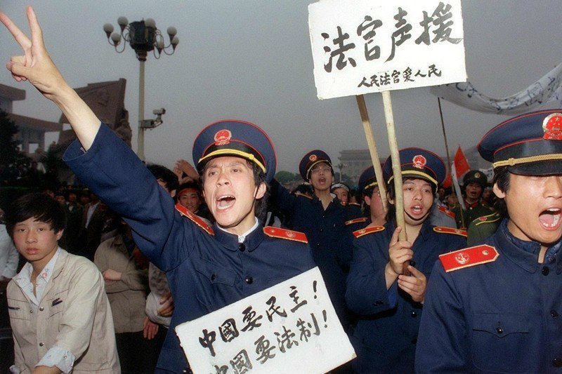 攝於1989年5月18日，北京天安門。 圖／法新社
