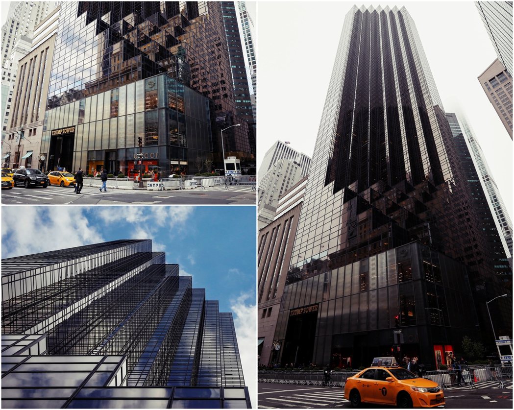 紐約川普大廈挑高大廳的設計，使得大樓底層外觀呈現退縮式的階梯造型，大樓主體呈現的...