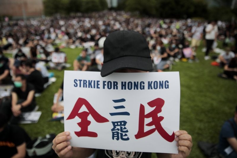 香港民眾發起三罷，攝於9月2日，香港。 圖／美聯社