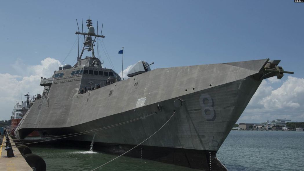 美國蒙哥馬利號（USS Montgomery）近岸作戰艦去年7月6日抵達新加坡。 圖／美國海軍