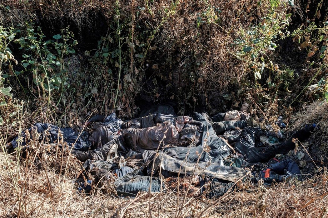 邁卡德拉大屠殺後，在附近找到的將近20具屍體。 圖／法新社
