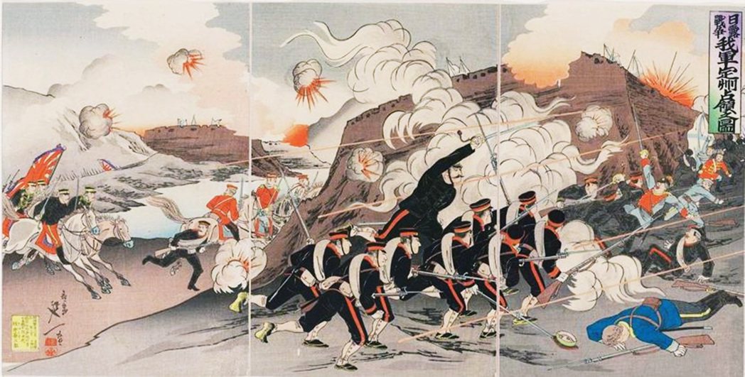 明治時代的浮世繪師楊斎延一，繪製的日俄戰爭題材。 圖／名古屋波士頓美術館