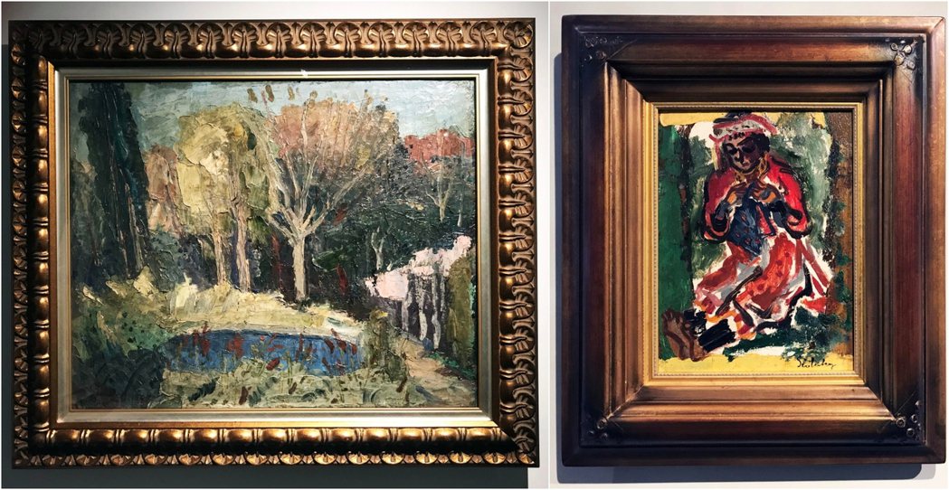去年（2020）10月在北師美術館策畫「不朽的青春—臺灣美術再發現」展出鹽月桃甫佚失多年的油畫名作的《萌芽》（左）、《刺繡》（右）。 圖／作者提供